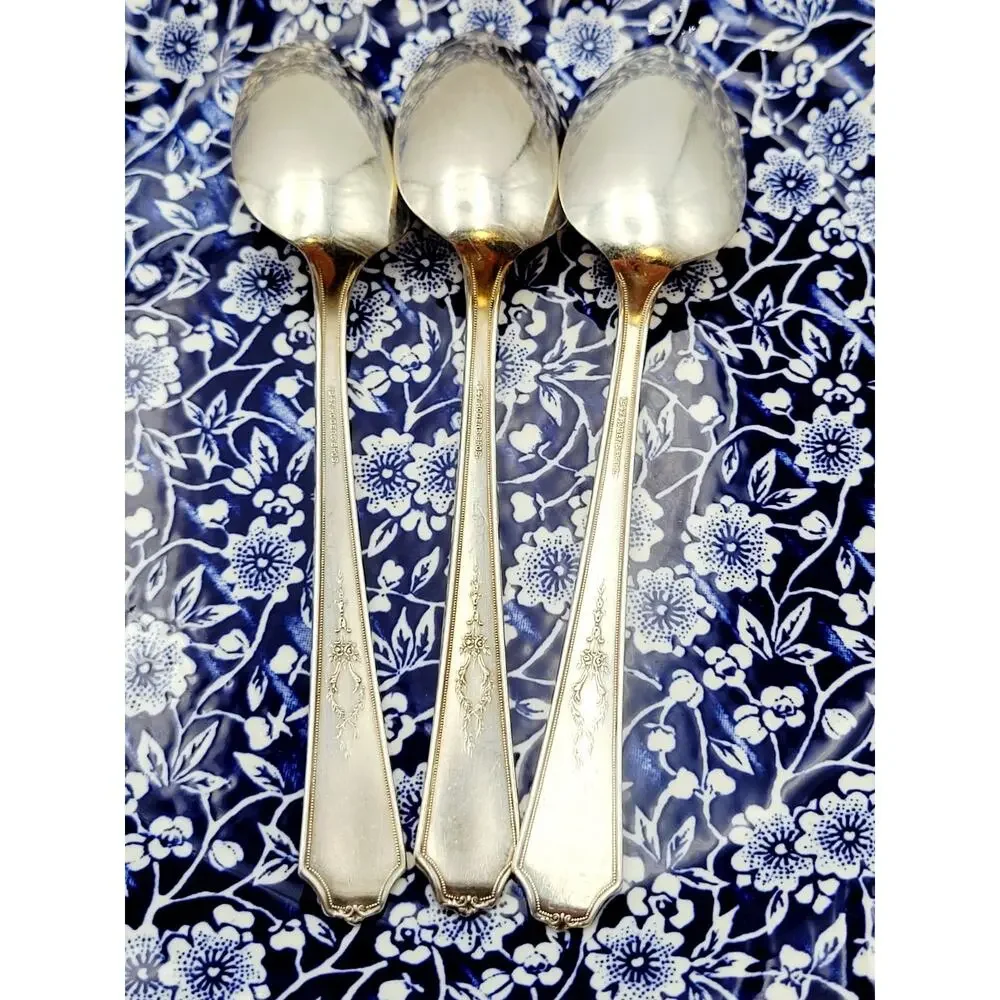 1847 Rogers Bros Ancestral Silverplate Set of 3 Teaspoons Discontinued